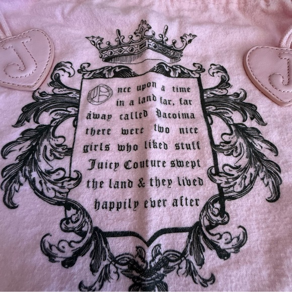 Y2K 2000s Juicy Couture Pink Flannel Once Upon‎ A Time Dustbag w/ Heart J Tags - Picture 2 of 10